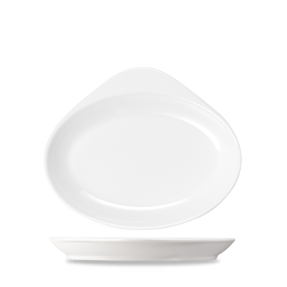 Weißer Teller, moderne Form.