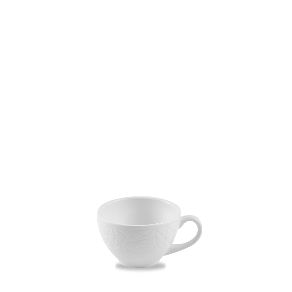 Weiße Tasse mit Muster.