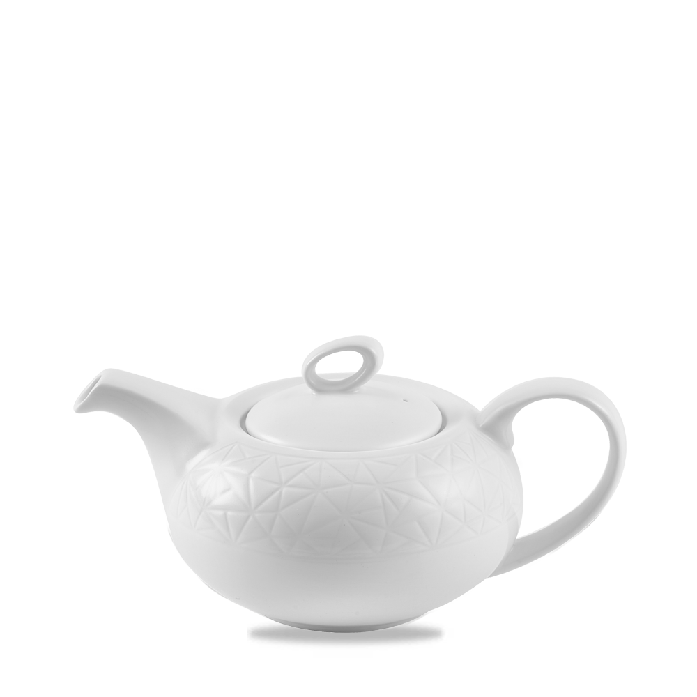 Weiße Teekanne mit Muster.