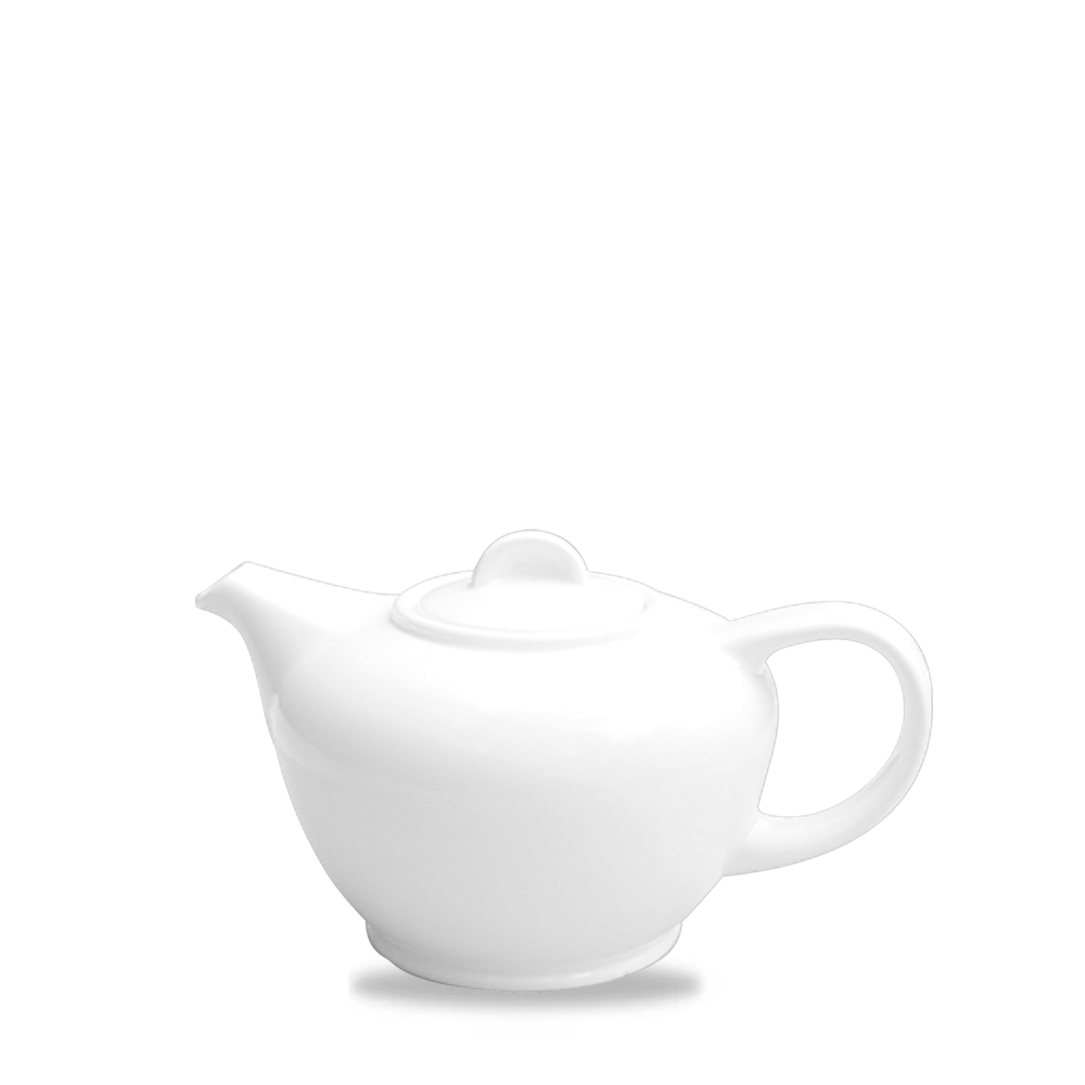 Weiße Teekanne auf weißem Hintergrund.
