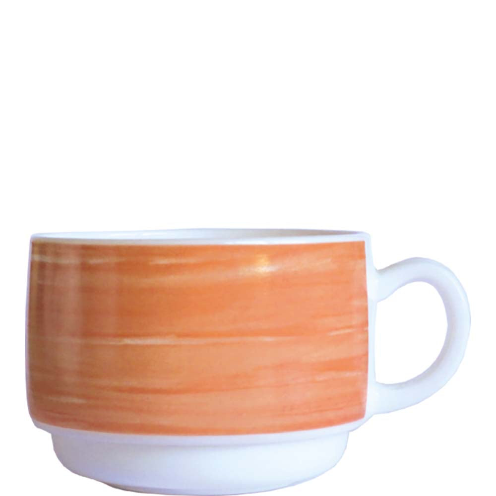 Kaffeetasse mit orangeem Holzdesign
