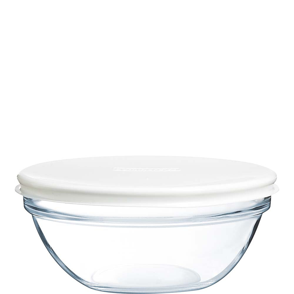 Glasbehälter mit weißem Deckel