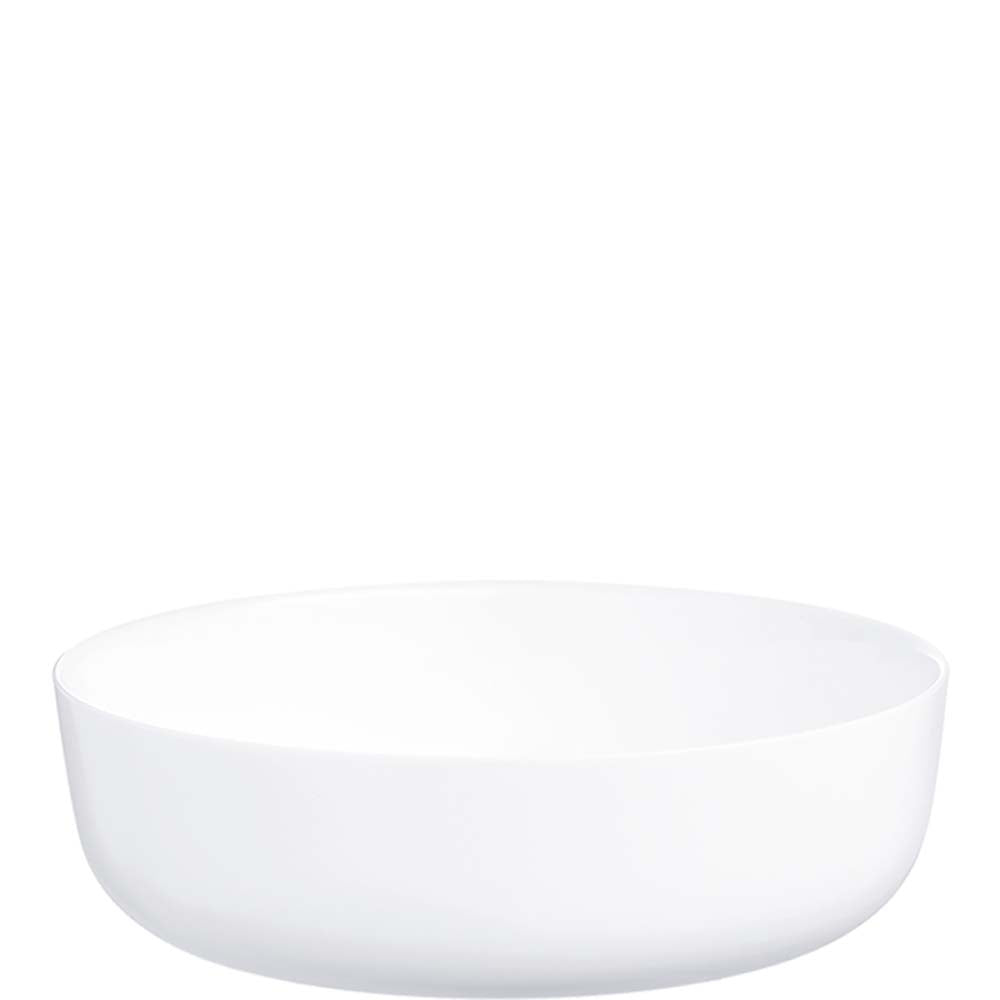 Weiße Schüssel vor weißem Hintergrund