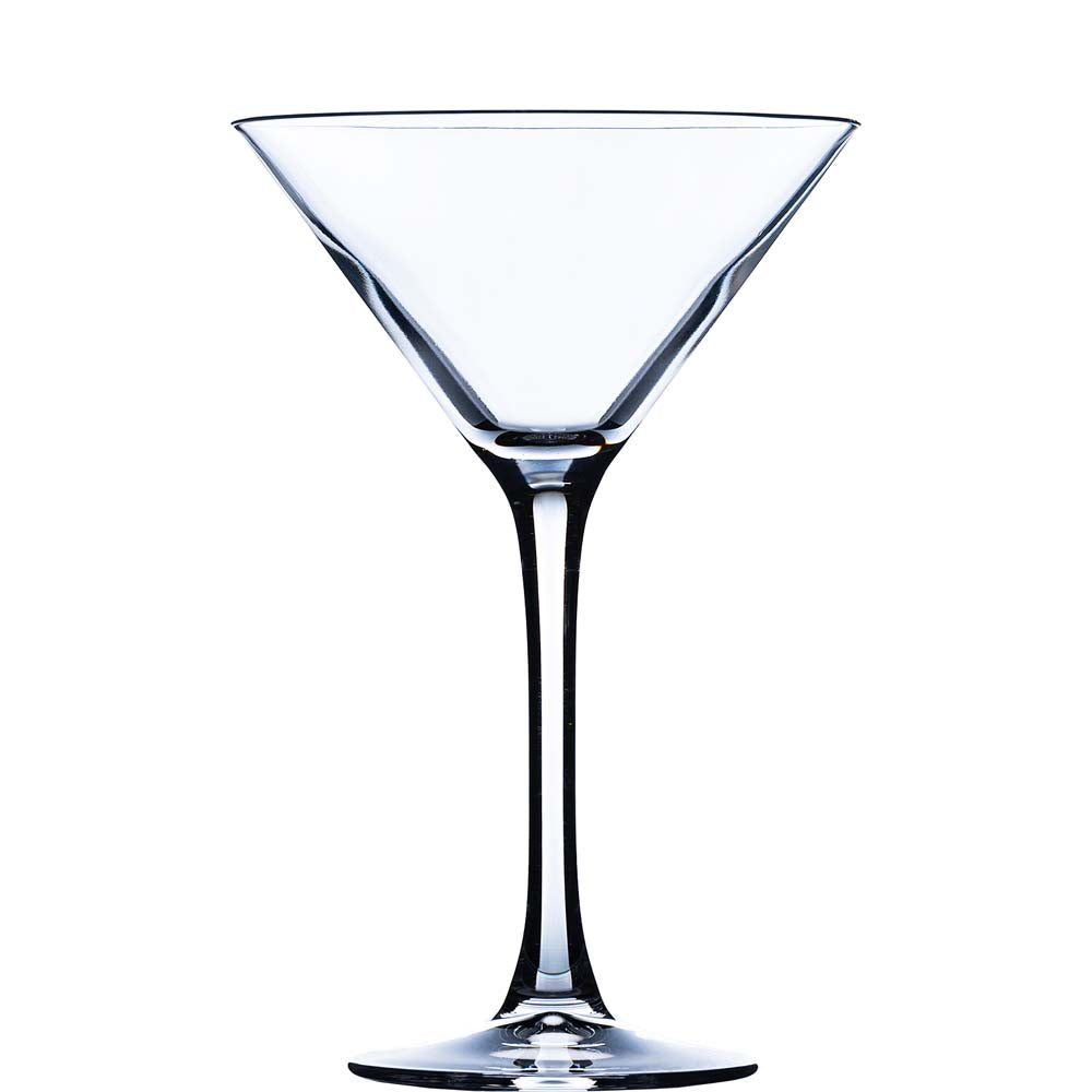 Martini-Glas vor weißem Hintergrund