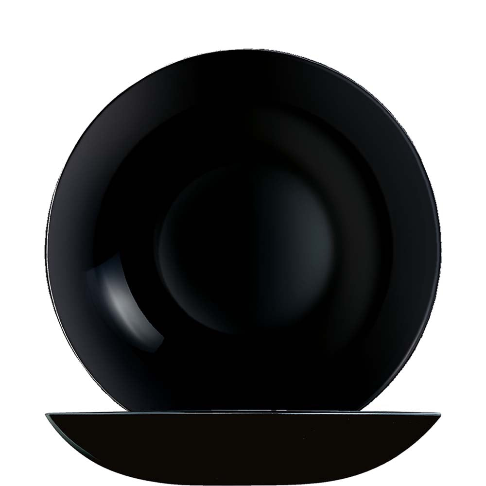 Schwarze Teller, modernes Geschirr, Gastronomie