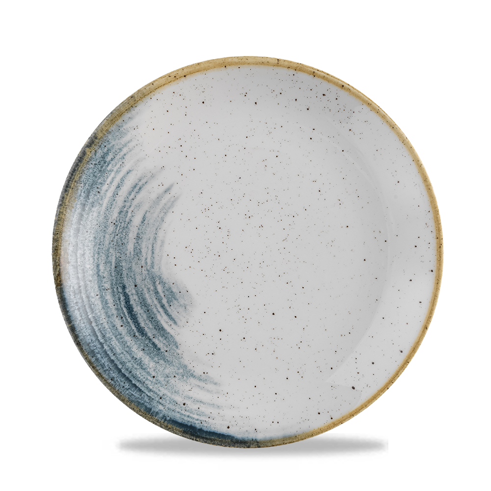 Keramikteller mit blauem Muster.