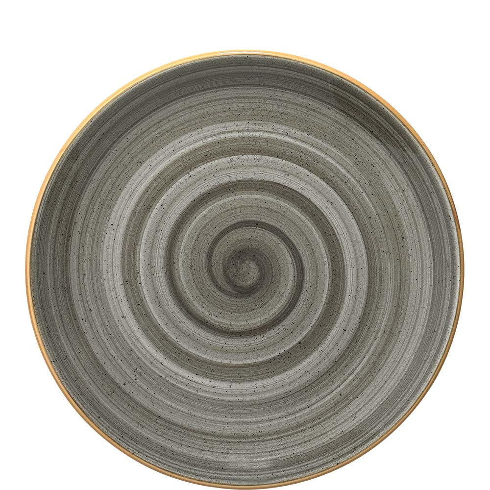 Runde graue Tellerplatte mit Spiralmuster