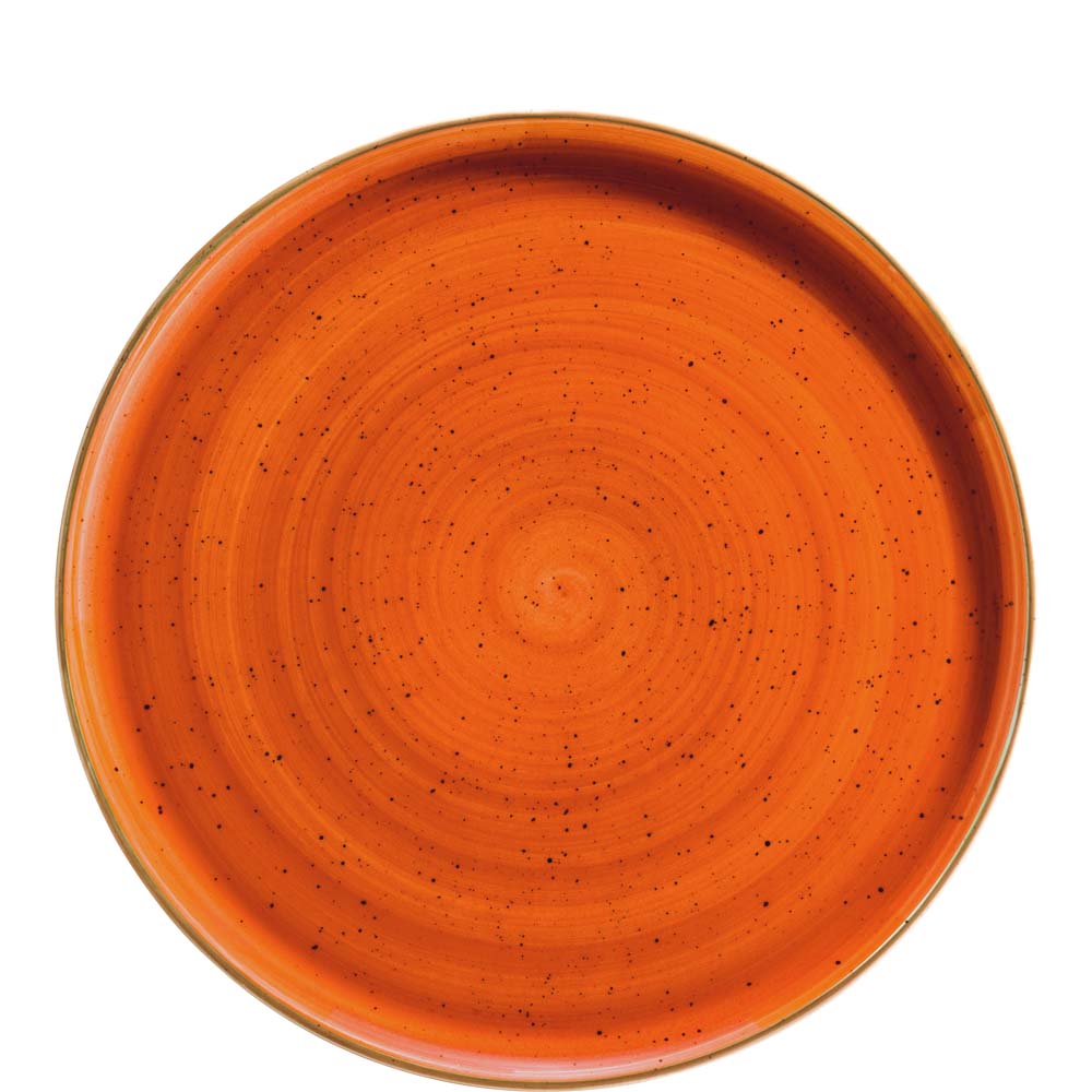 Orange Teller mit Sprenkeln.