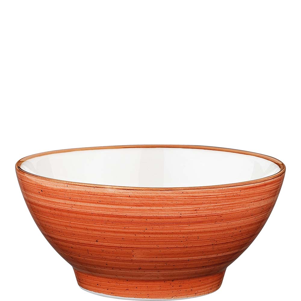 Orangene Keramikschüssel, weiß innen