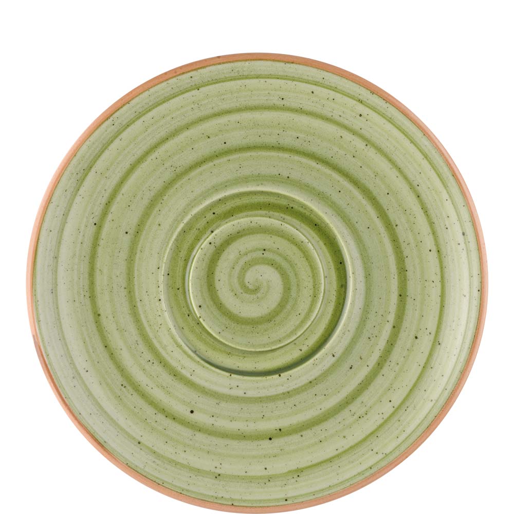 Grüner Keramik-Teller mit Spiralmuster
