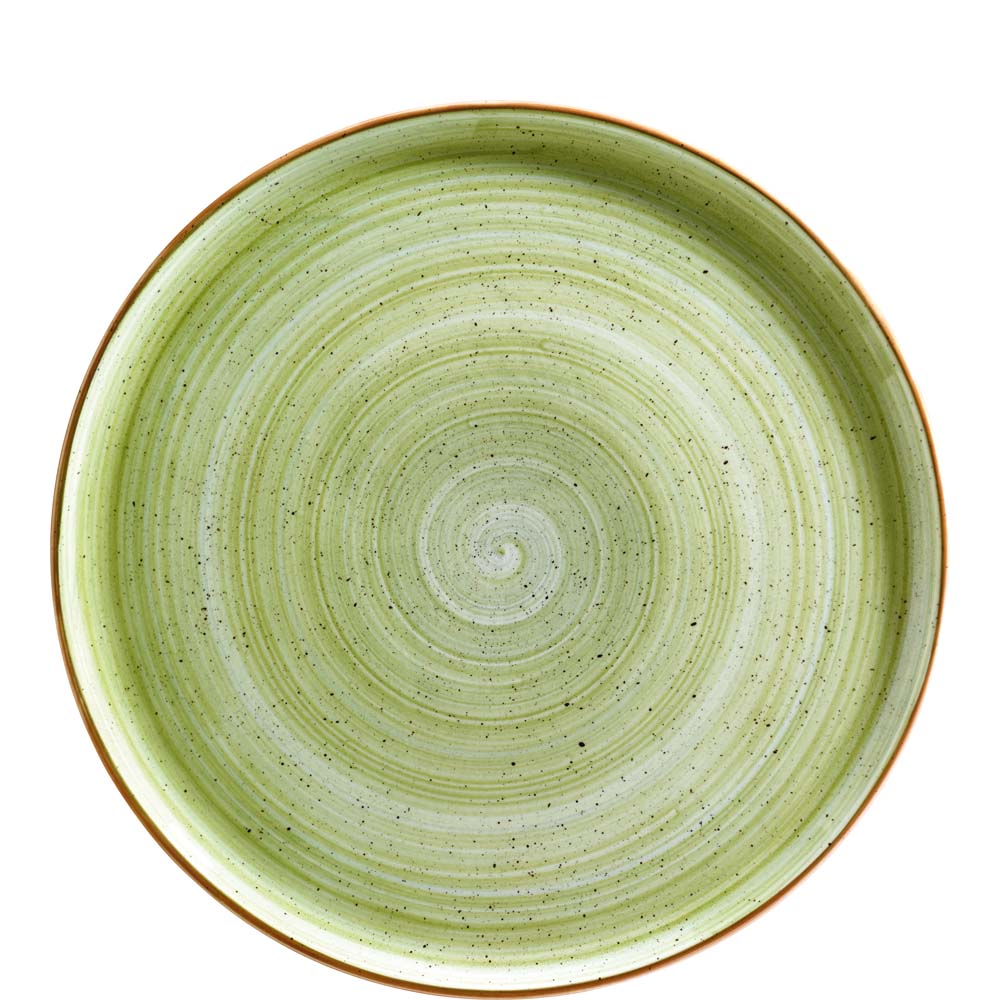 Grüner, spiralförmiger Keramikteller.
