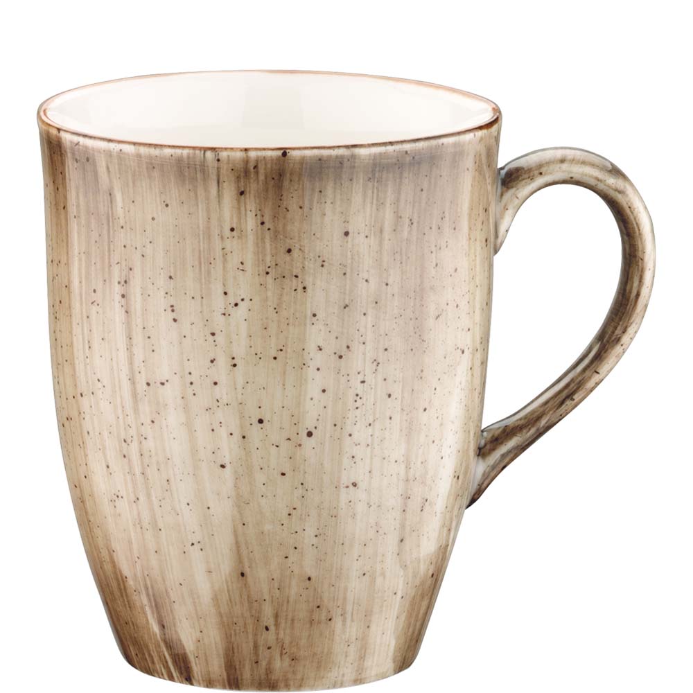 Keramiktasse mit Henkel, beige.