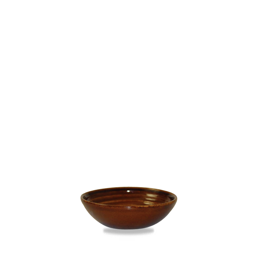 Braune Schüssel auf weißem Hintergrund.