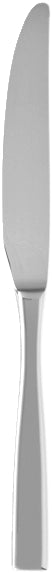 Silbernes Buttermesser mit gebogener Klinge.