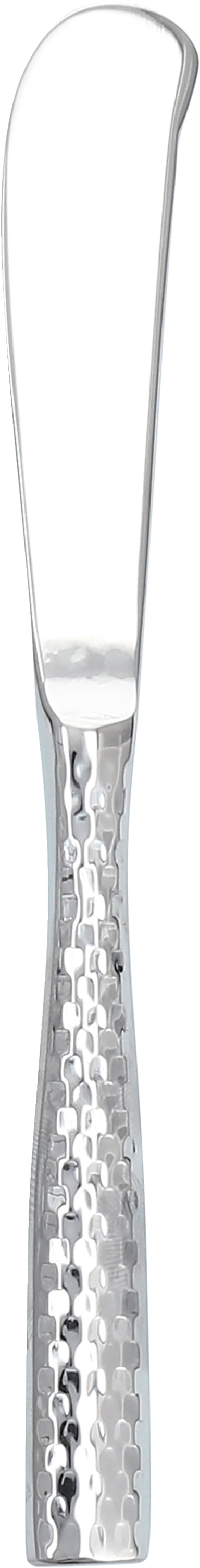 Metallischer Buttermesser mit Muster.