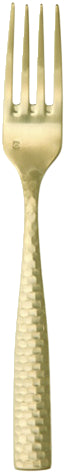 Goldene Gabel mit strukturiertem Griff.
