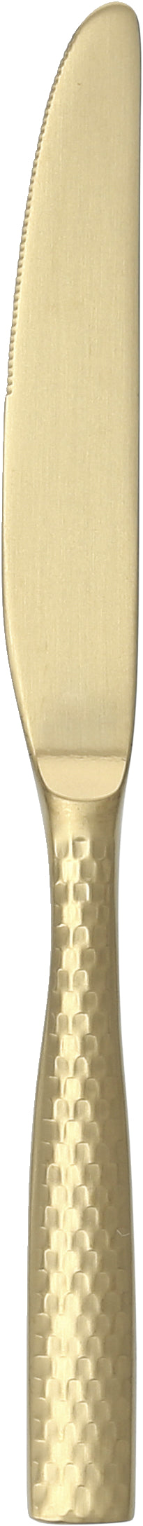 Goldenes Buttermesser mit gehämmertem Griff.