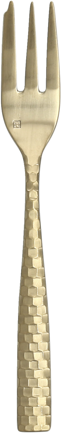 Goldene Gabel mit strukturiertem Griff.
