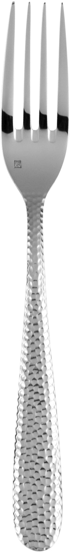 Silberne Gabel mit gehämmertem Griff.