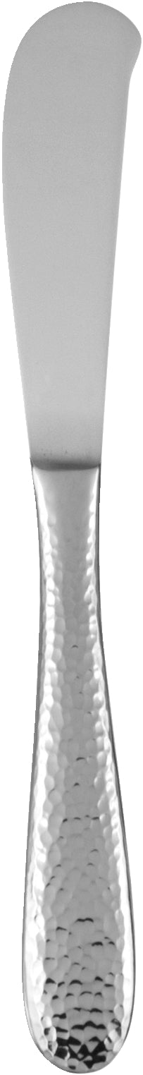 Metallischer Buttermesser mit gehämmertem Griff.