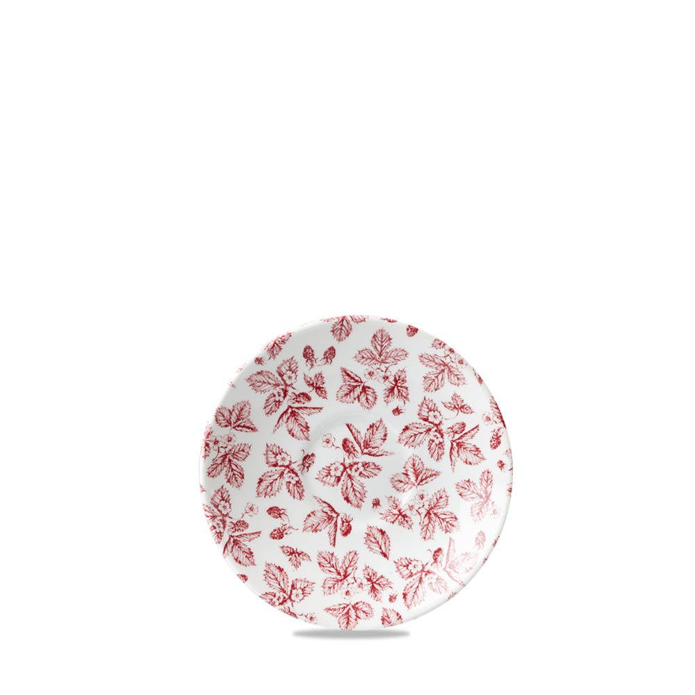 Teller mit rotem Blumenmuster.