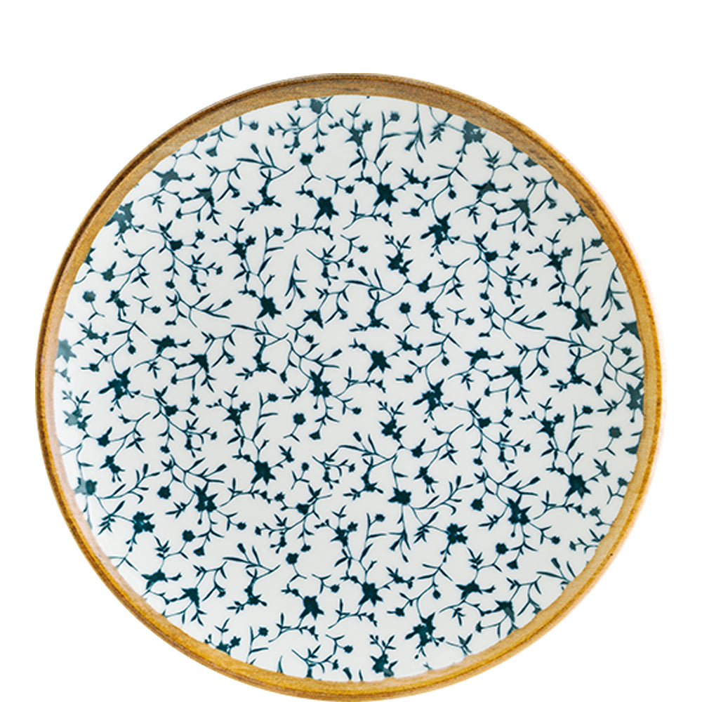 Keramikteller mit blauem Blumenmuster