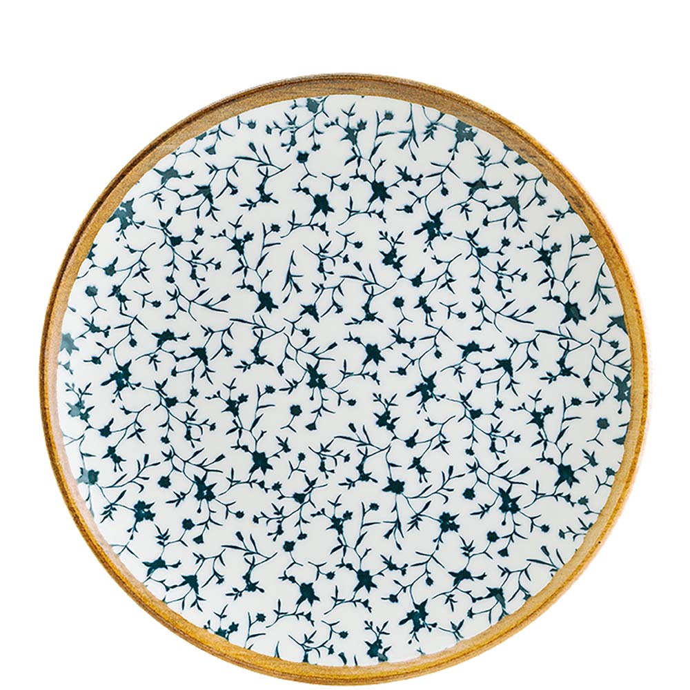 Teller mit blauem Blumendesign