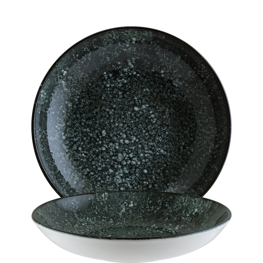 Zwei schwarze Keramik Teller Set