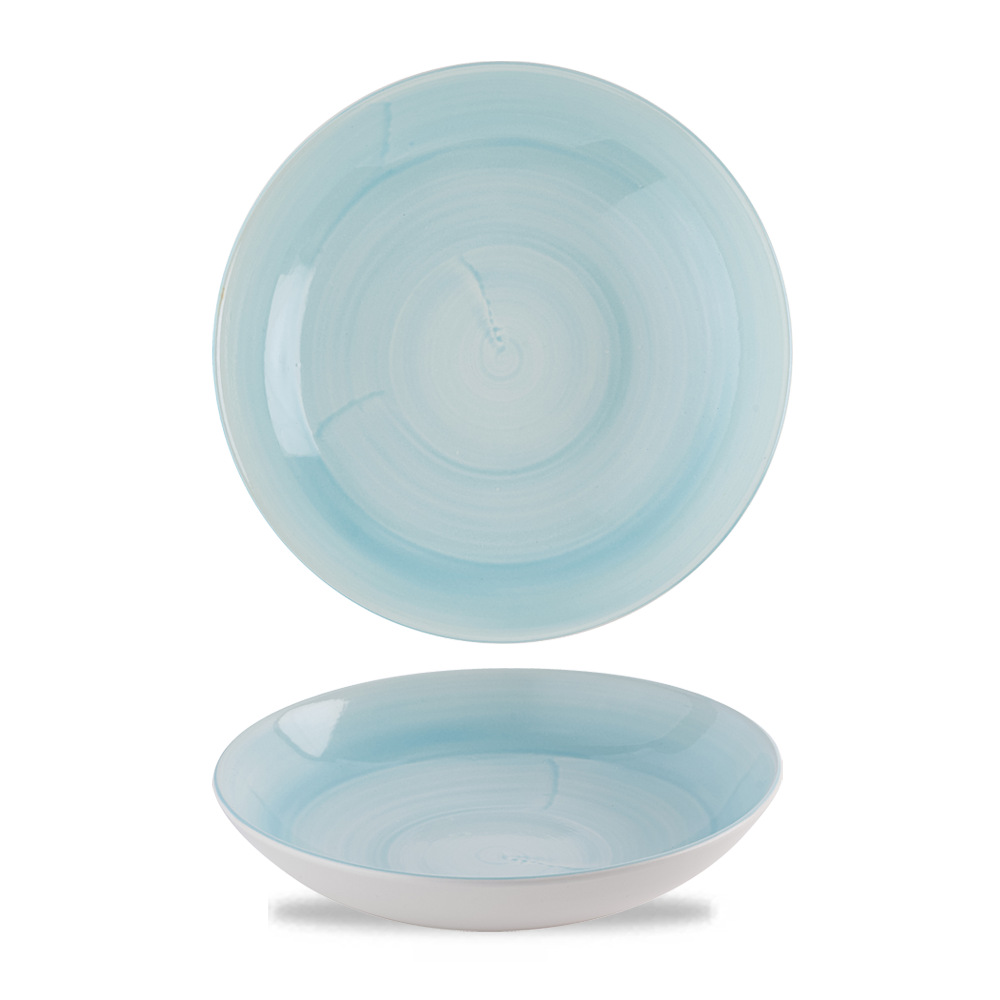 Zwei blaue Teller, schlichtes Design.