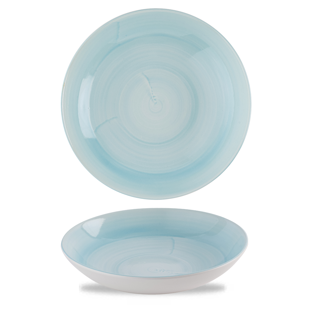 Zwei blaue Teller, schlichtes Design.