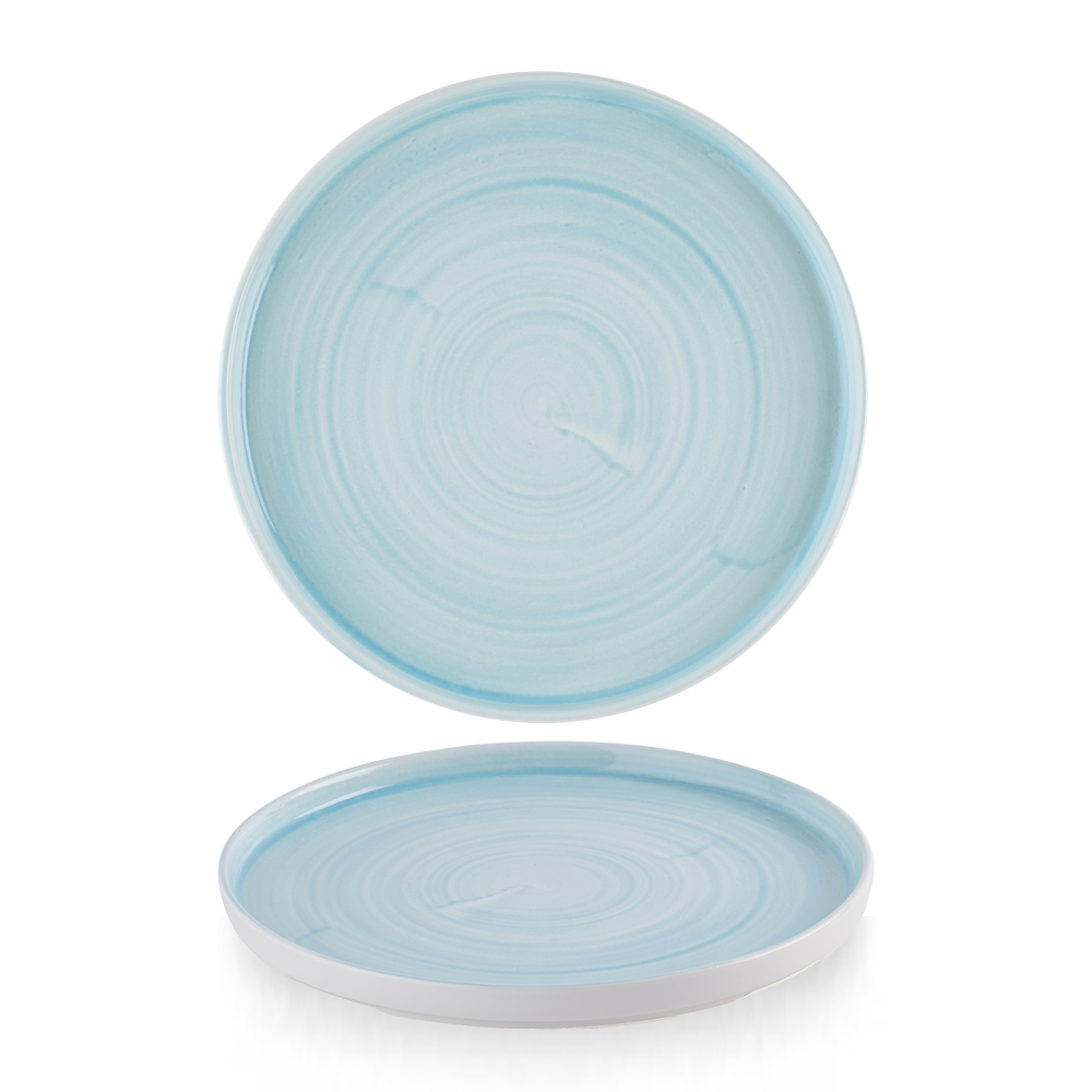 Zwei blaue Teller, schlichtes Design.
