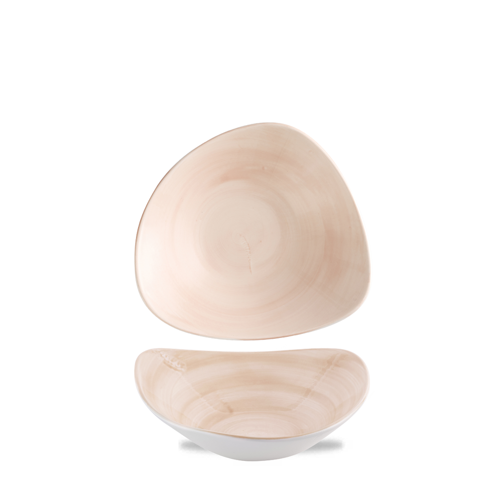 Zwei dreieckige, beige Teller.