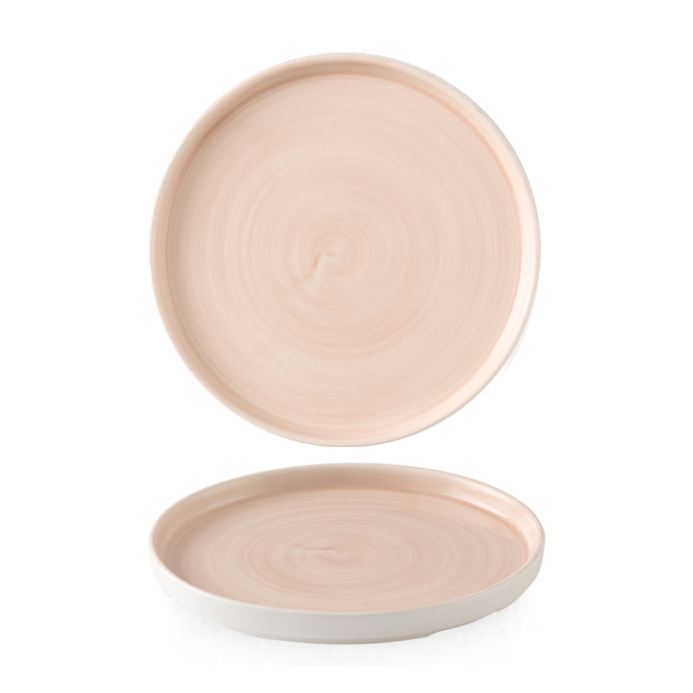 Zwei beige Teller, schlichtes Design.