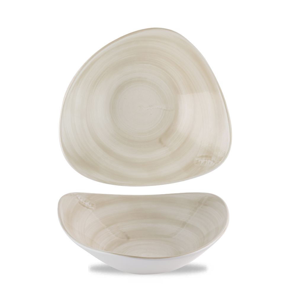 Zwei beige, dreieckige Schalen.