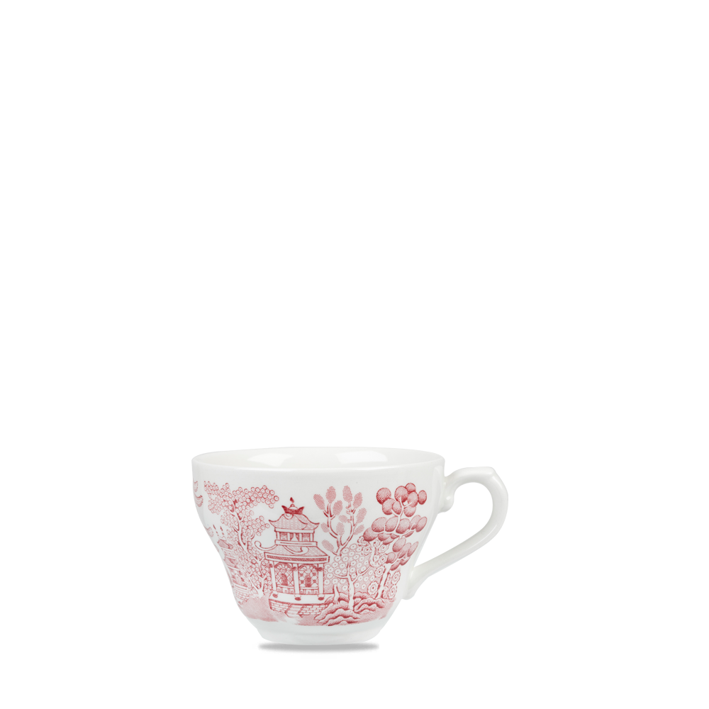 Tasse mit rotem Muster.