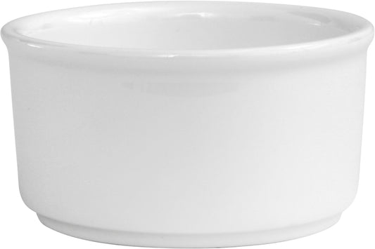 Weißer Porzellan-Ramekin für Gastronomie.