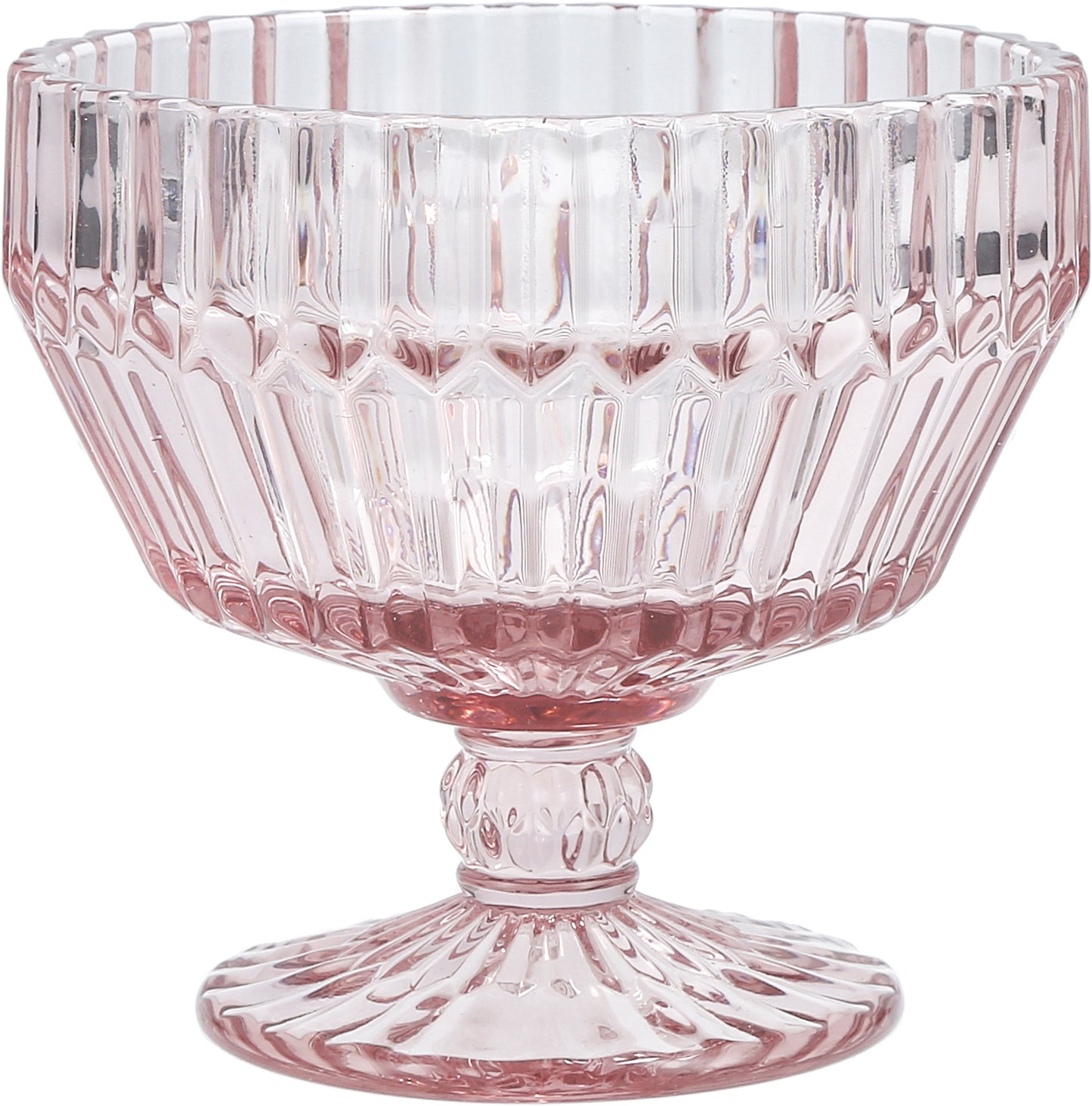 Rosa Kristallschale auf Stiel.