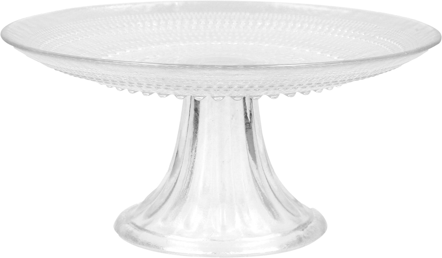 Glas-Tortenplatte auf Fuß.