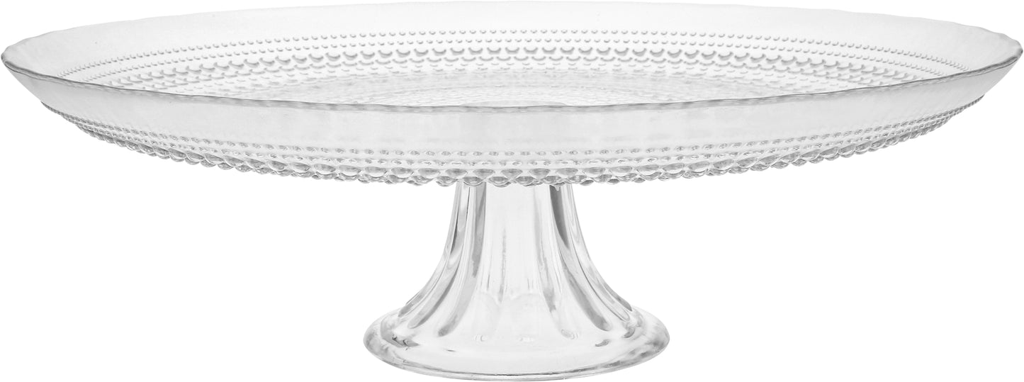 Glas-Tortenplatte auf Fuß.