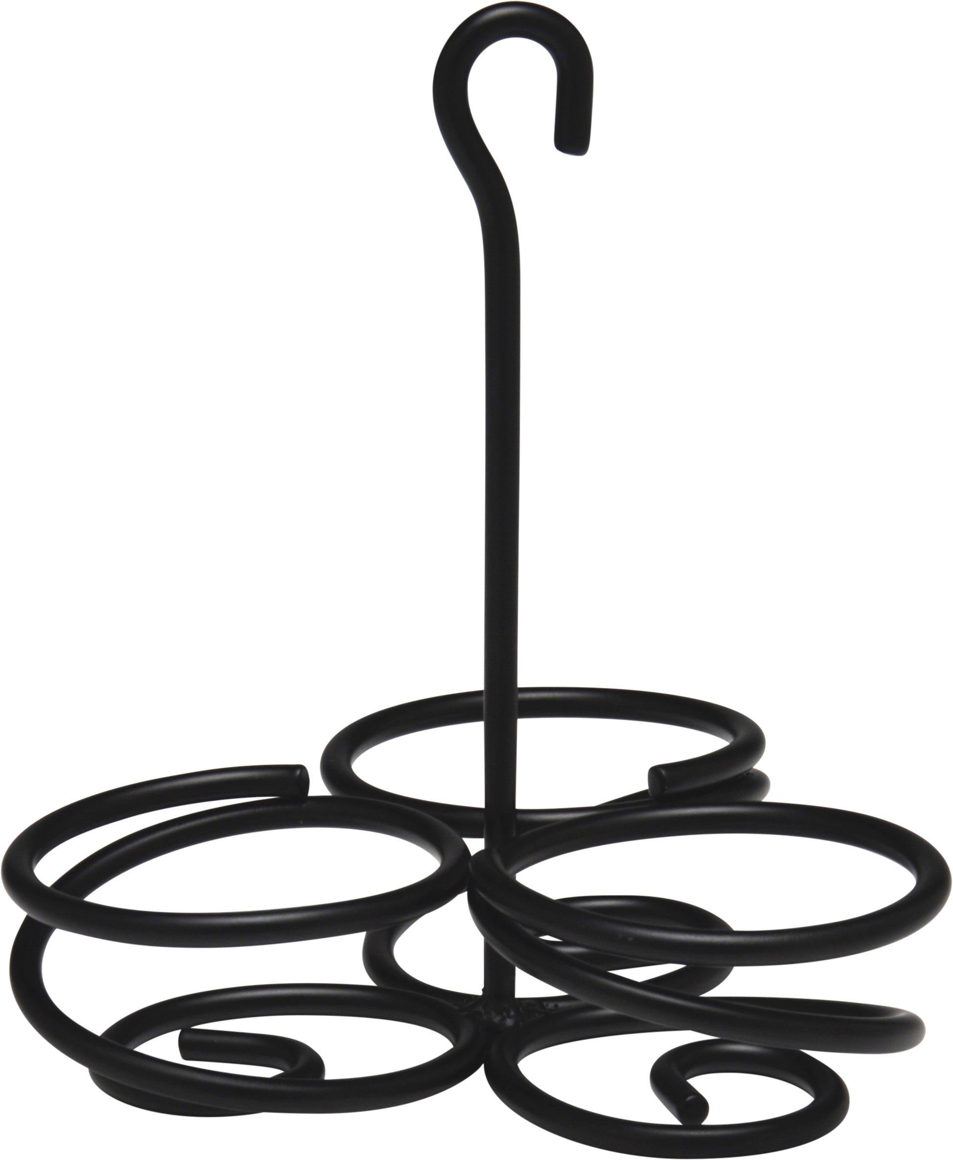 Schwarzer Flaschenhalter aus Metall.