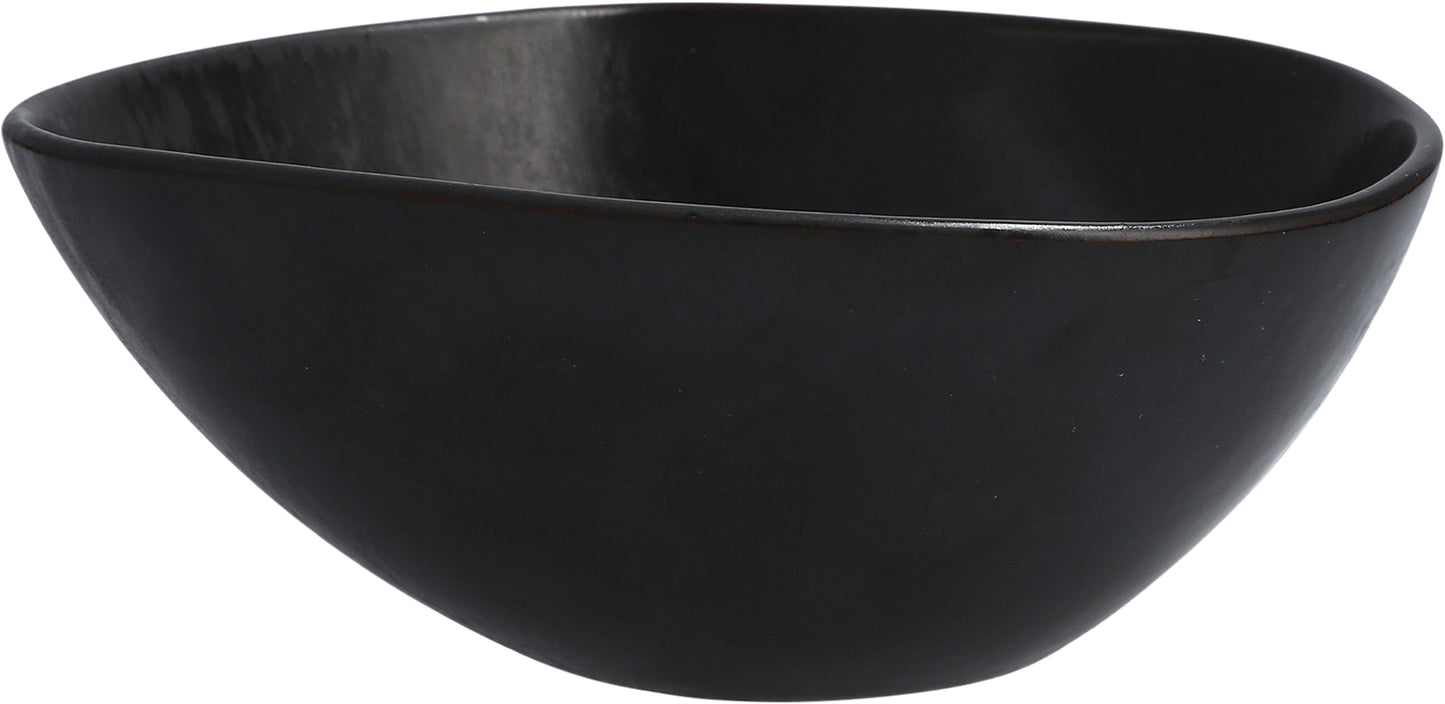 Schwarze Schale aus Keramik.