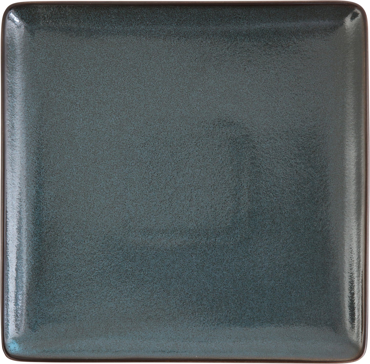 Quadratischer, dunkelgrüner Teller.