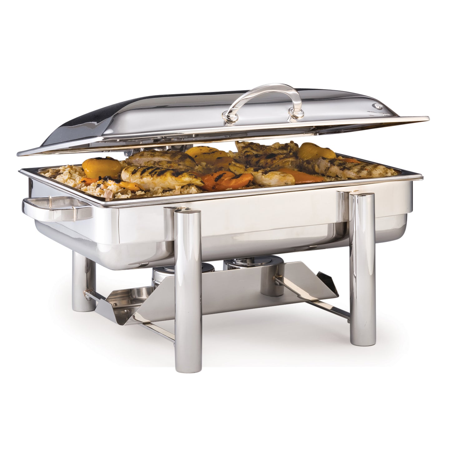 Chafing Dish mit Essen gefüllt.