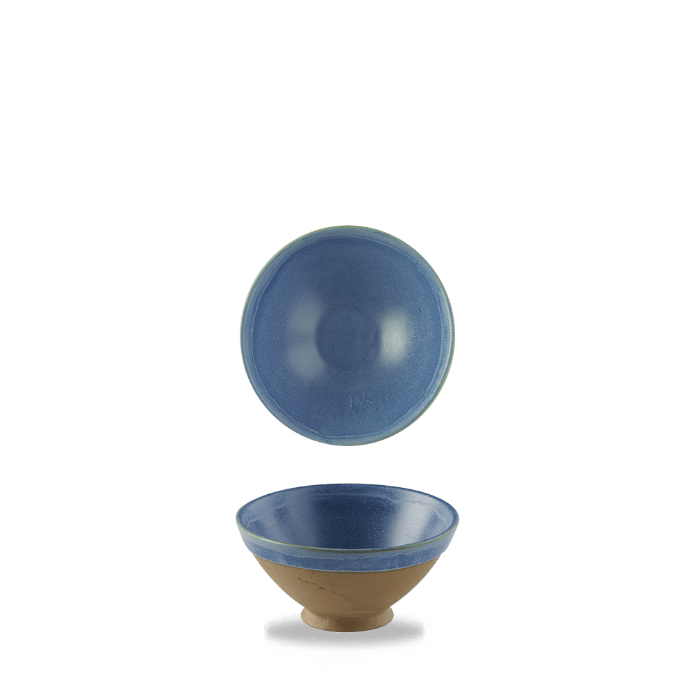 Blaue Keramikschale und -deckel