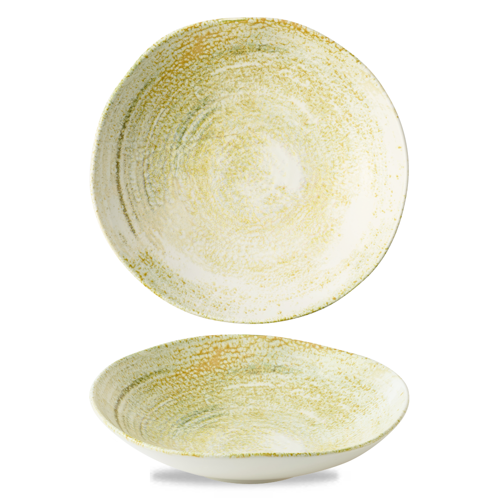 Zwei rustikale, grüne Teller.