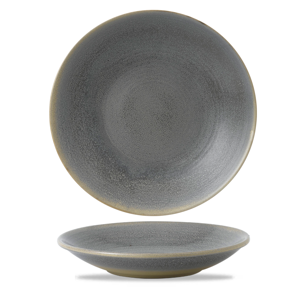 Zwei graue Teller, schlichtes Design.