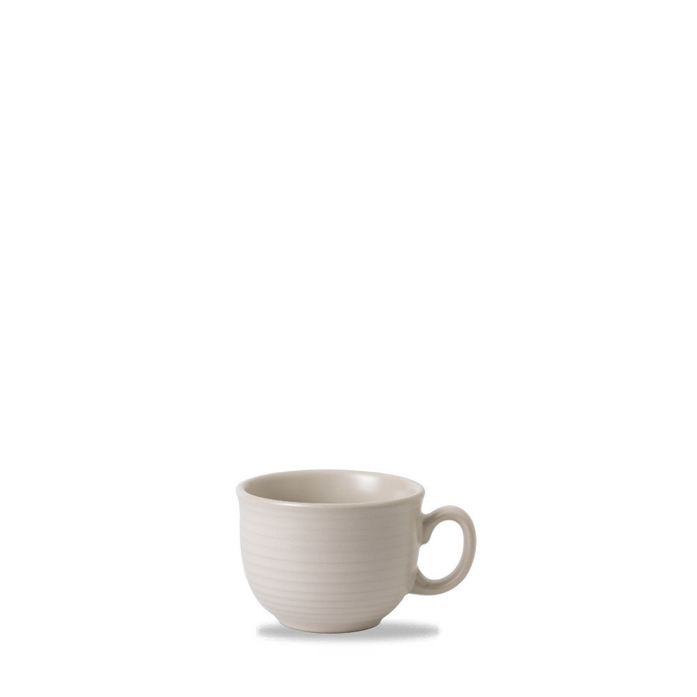 Weiße Tasse auf weißem Hintergrund.
