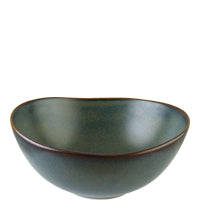 Grüne Keramikschale mit Rand.