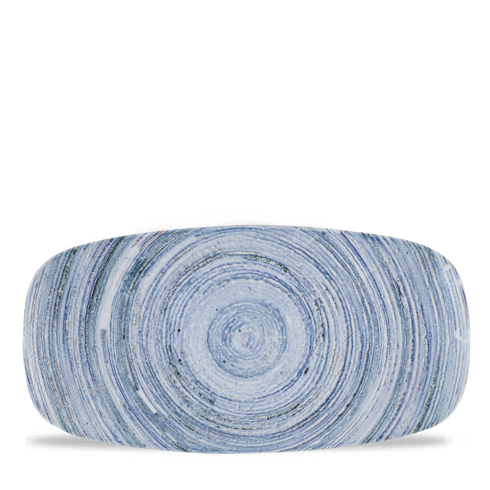 Blauer Teller mit Kreisdesign.