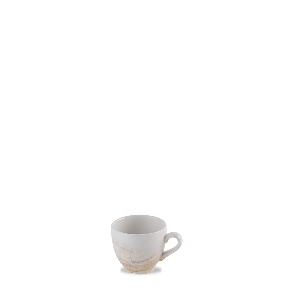 Weiße Tasse auf weißem Hintergrund.